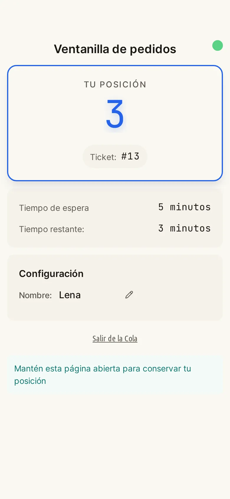 Smartphone de un cliente que muestra su posición y el tiempo de espera estimado