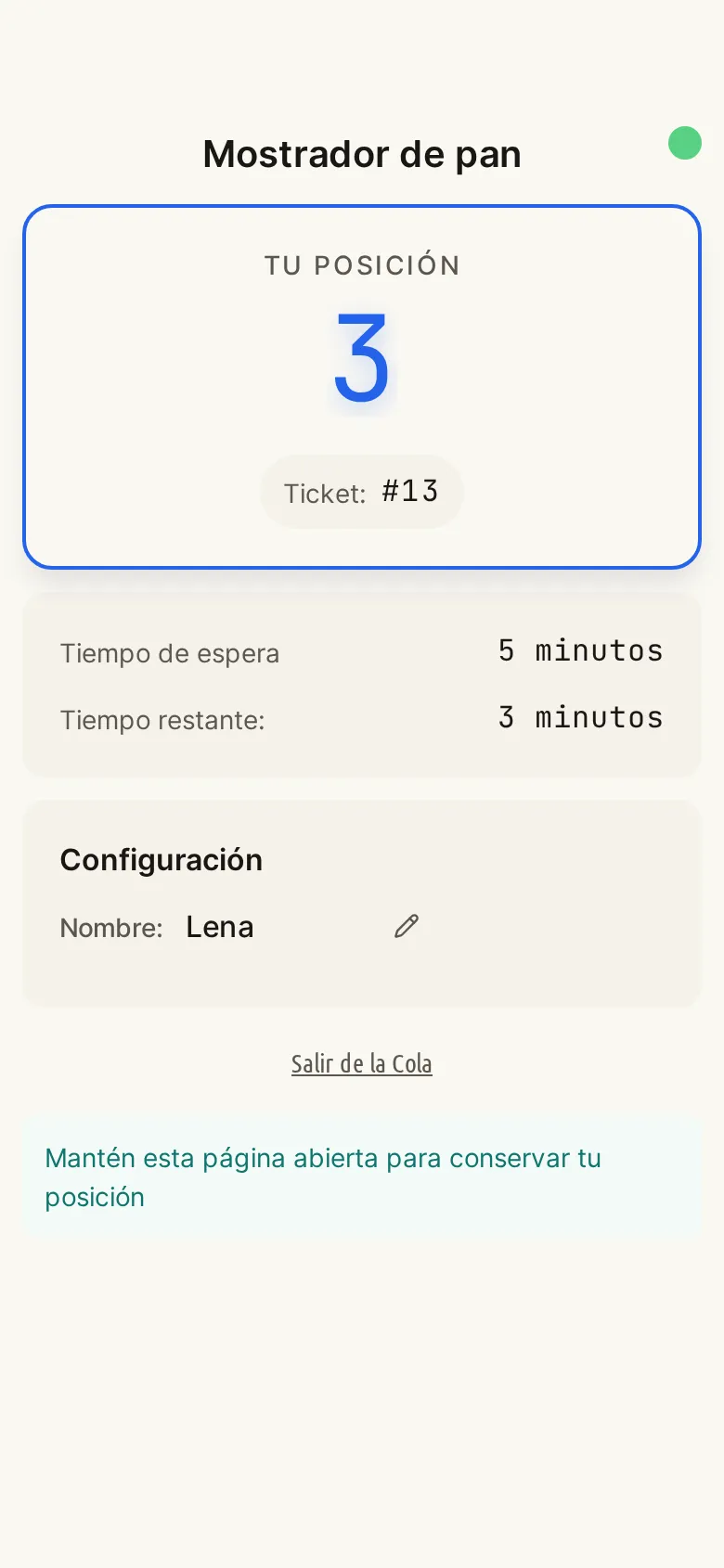 Smartphone de un cliente que muestra su posición y el tiempo de espera estimado